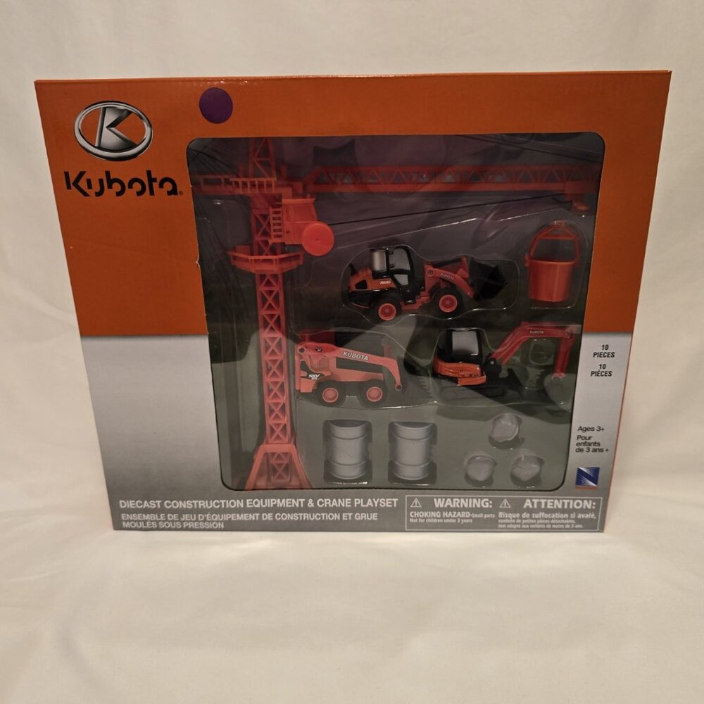 New Ray Kubota Diecast Construction Equipment & Crane Playset